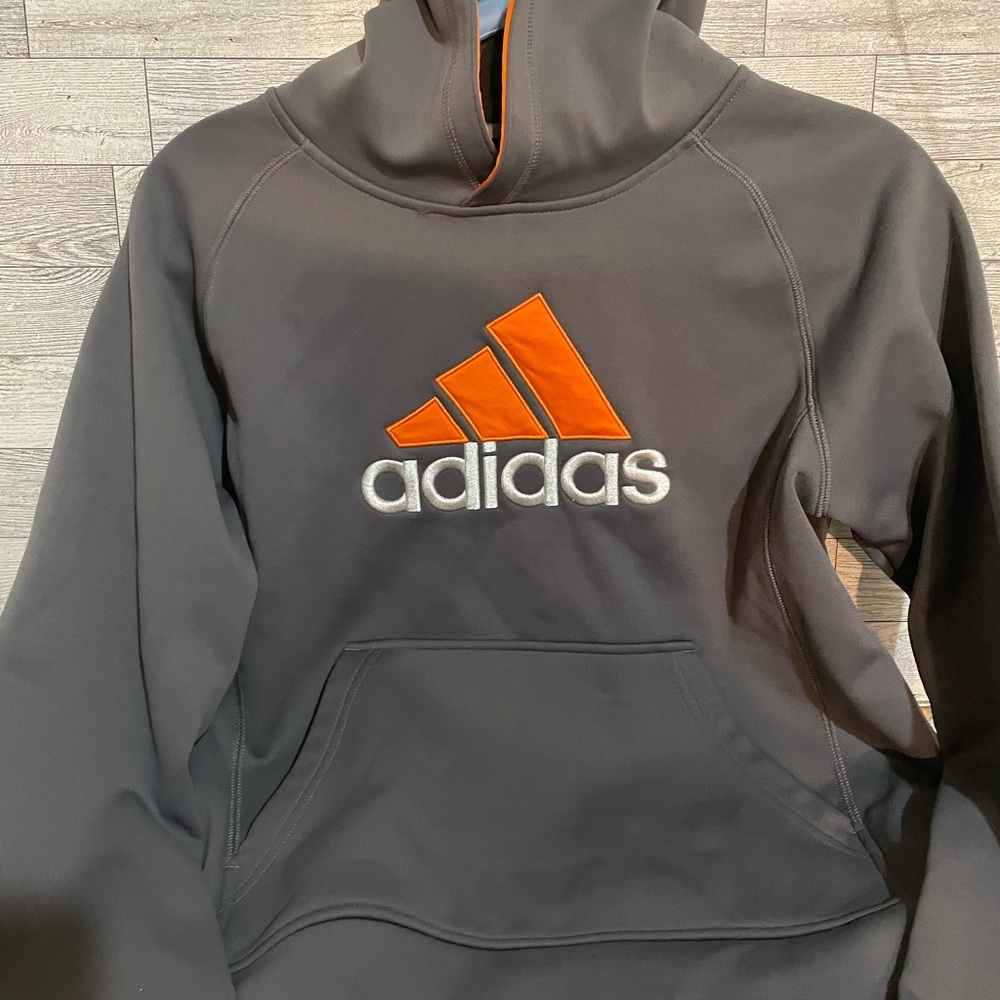 Adidas Gray Hoodie with Orange Logo